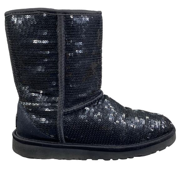 UGG Women's Classic Short Black Sequin Winter Boot Size US 7 - Picture 1 of 12
